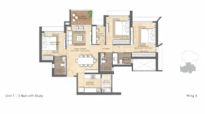 3 BHK-1086 Sq.ft